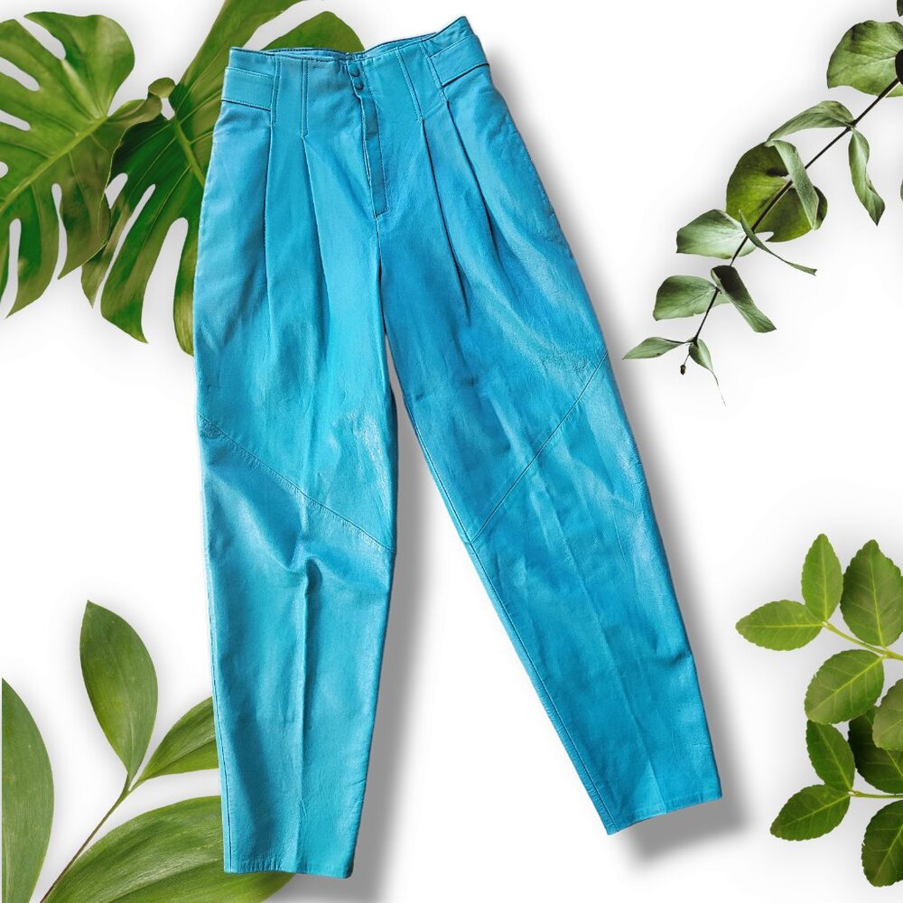 Vintage Jitrois Green Leather Trousers, sz Small